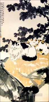 シュ・ベイホン・ジュ・ペオン Painting - 徐北紅猫の古い墨
